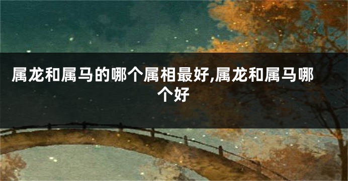 属龙和属马的哪个属相最好,属龙和属马哪个好