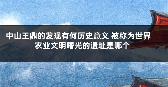 中山王鼎的发现有何历史意义 被称为世界农业文明曙光的遗址是哪个