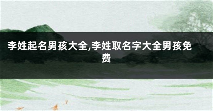 李姓起名男孩大全,李姓取名字大全男孩免费