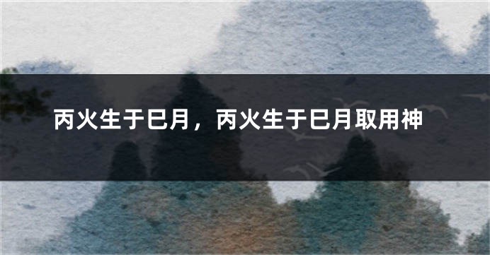 丙火生于巳月，丙火生于巳月取用神