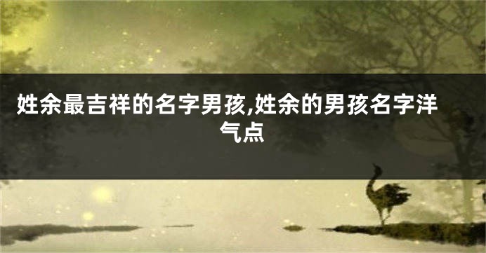 姓余最吉祥的名字男孩,姓余的男孩名字洋气点