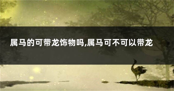属马的可带龙饰物吗,属马可不可以带龙