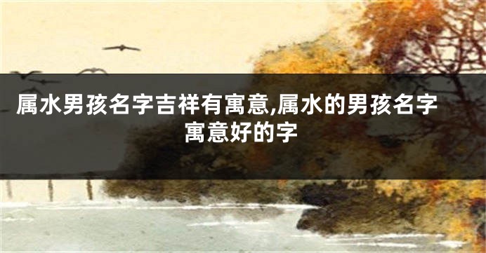 属水男孩名字吉祥有寓意,属水的男孩名字寓意好的字