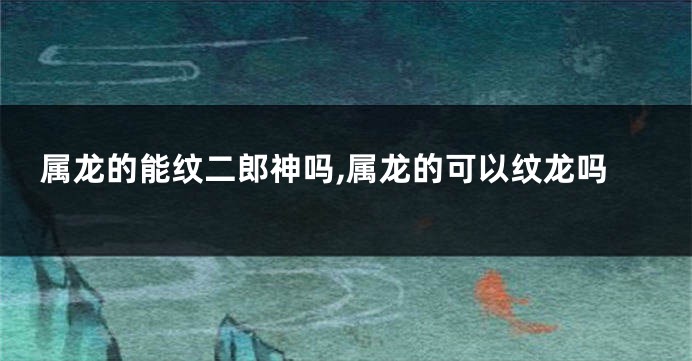 属龙的能纹二郎神吗,属龙的可以纹龙吗