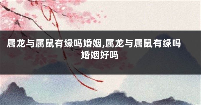 属龙与属鼠有缘吗婚姻,属龙与属鼠有缘吗婚姻好吗