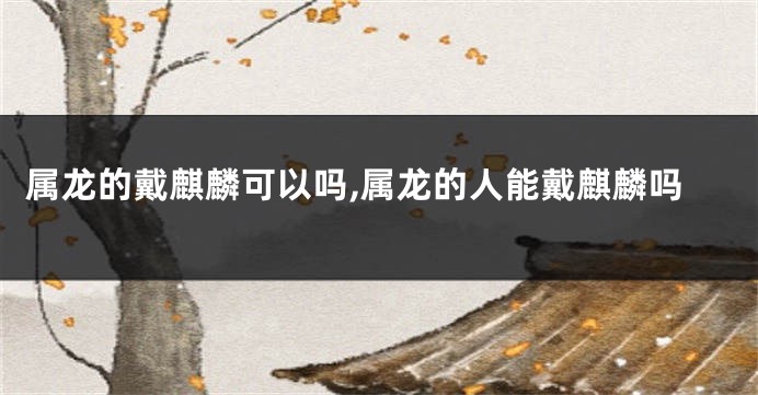 属龙的戴麒麟可以吗,属龙的人能戴麒麟吗