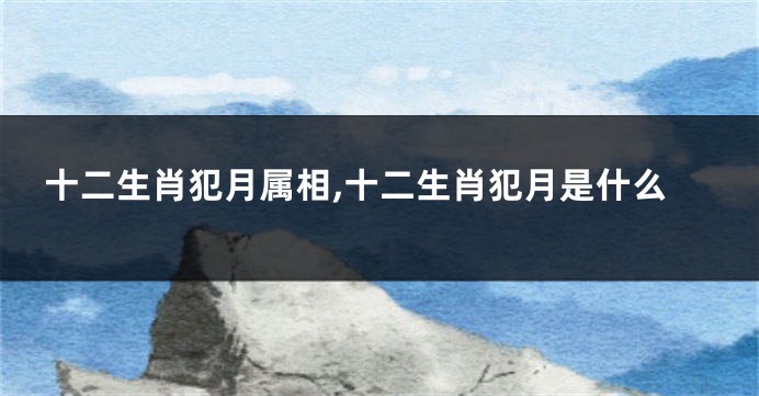 十二生肖犯月属相,十二生肖犯月是什么