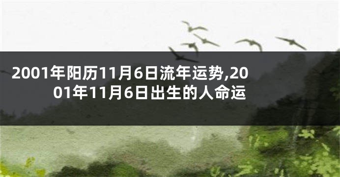 2001年阳历11月6日流年运势,2001年11月6日出生的人命运
