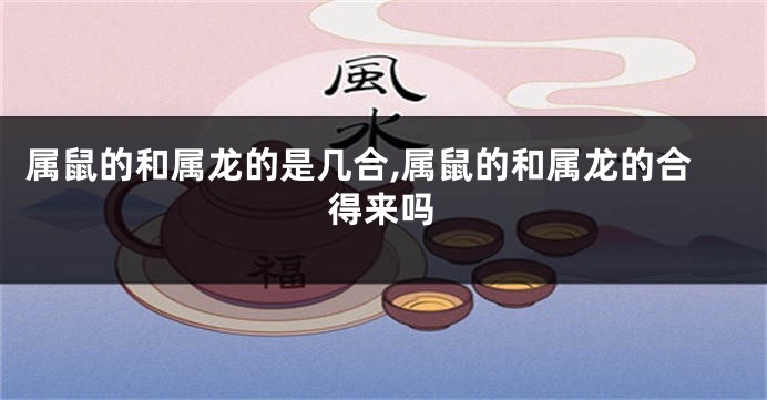 属鼠的和属龙的是几合,属鼠的和属龙的合得来吗