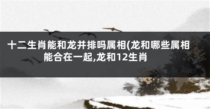 十二生肖能和龙并排吗属相(龙和哪些属相能合在一起,龙和12生肖