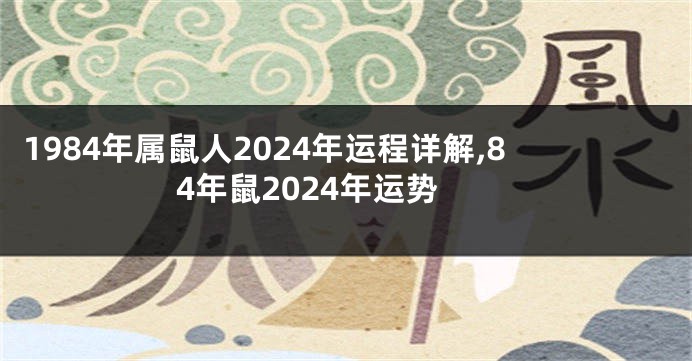 1984年属鼠人2024年运程详解,84年鼠2024年运势