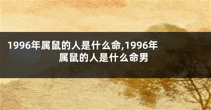 1996年属鼠的人是什么命,1996年属鼠的人是什么命男