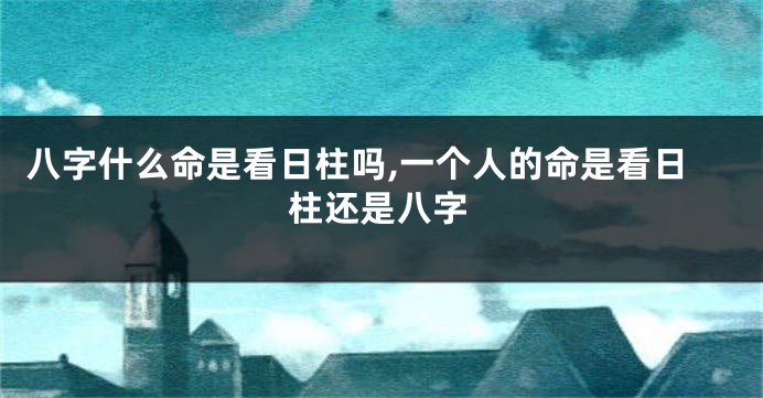 八字什么命是看日柱吗,一个人的命是看日柱还是八字