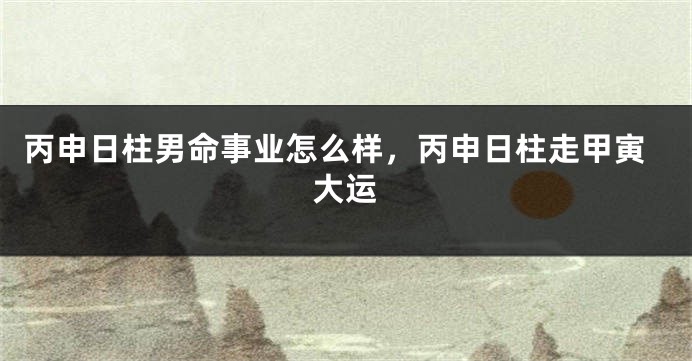丙申日柱男命事业怎么样，丙申日柱走甲寅大运