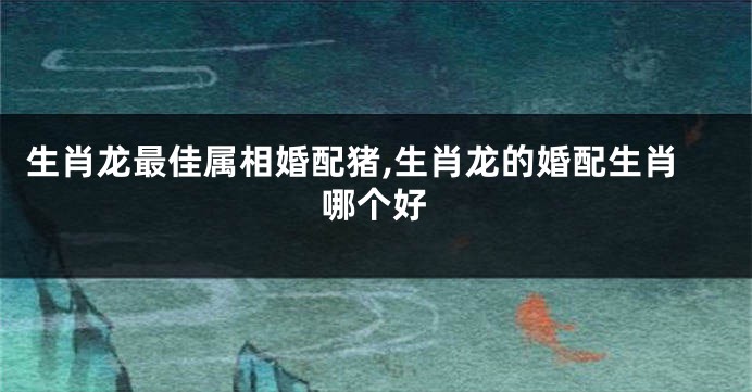 生肖龙最佳属相婚配猪,生肖龙的婚配生肖哪个好