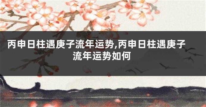 丙申日柱遇庚子流年运势,丙申日柱遇庚子流年运势如何