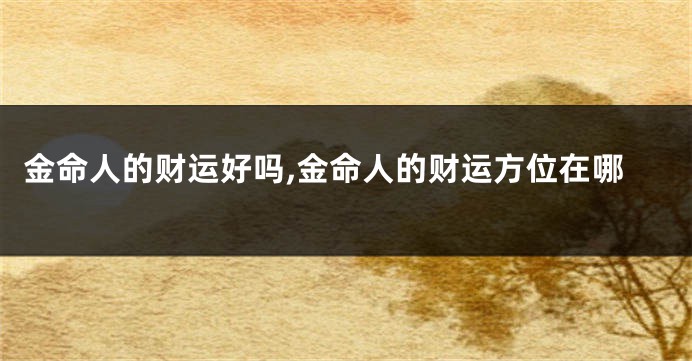 金命人的财运好吗,金命人的财运方位在哪