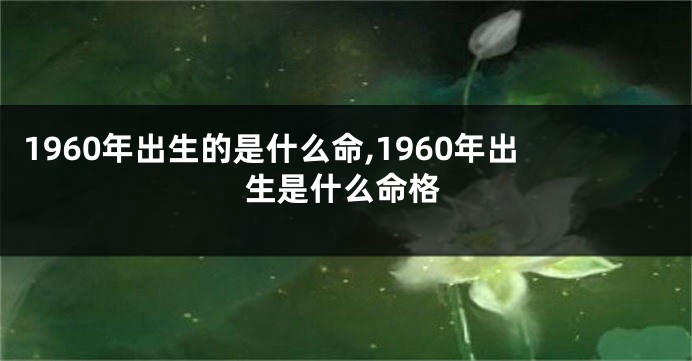 1960年出生的是什么命,1960年出生是什么命格