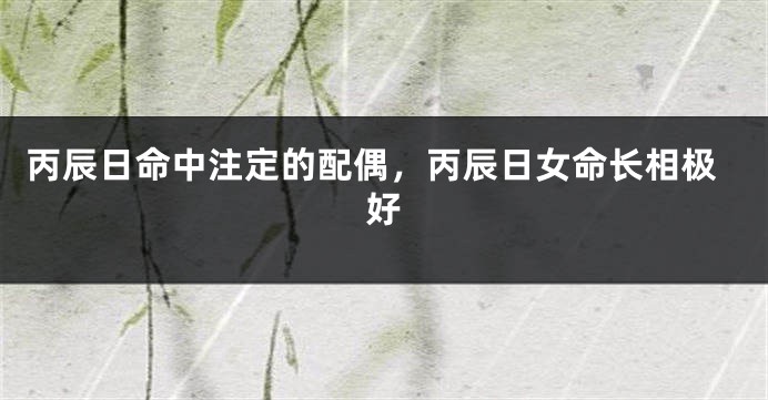 丙辰日命中注定的配偶，丙辰日女命长相极好