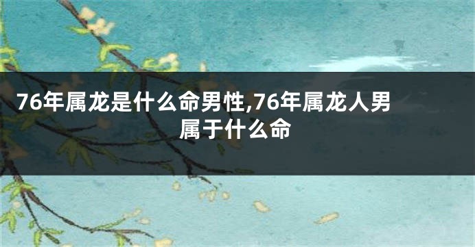 76年属龙是什么命男性,76年属龙人男属于什么命