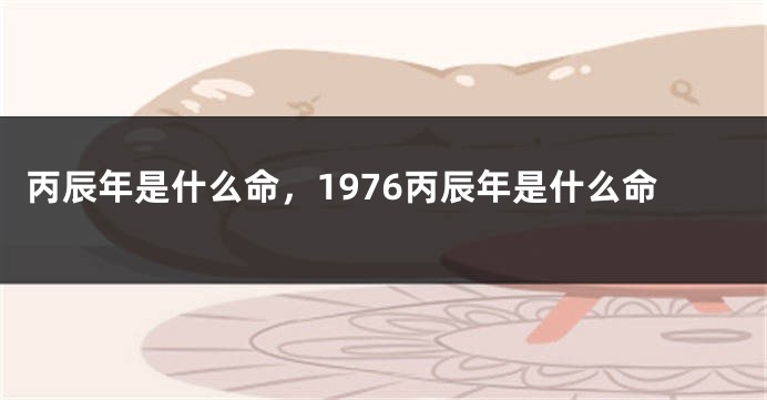 丙辰年是什么命，1976丙辰年是什么命