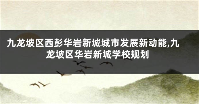九龙坡区西彭华岩新城城市发展新动能,九龙坡区华岩新城学校规划