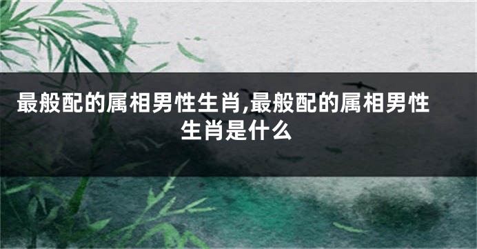 最般配的属相男性生肖,最般配的属相男性生肖是什么