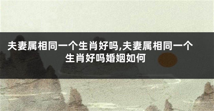夫妻属相同一个生肖好吗,夫妻属相同一个生肖好吗婚姻如何