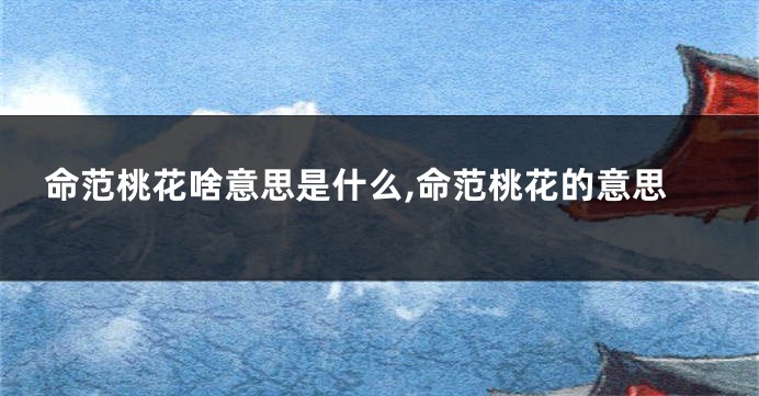 命范桃花啥意思是什么,命范桃花的意思