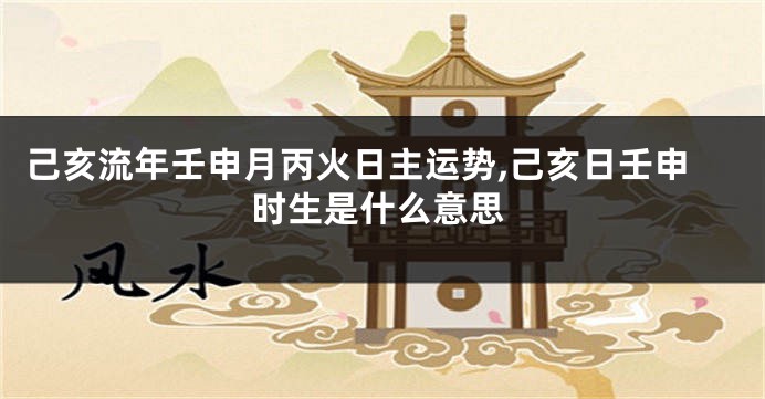 己亥流年壬申月丙火日主运势,己亥日壬申时生是什么意思