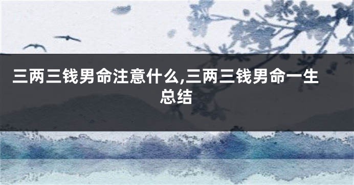 三两三钱男命注意什么,三两三钱男命一生总结