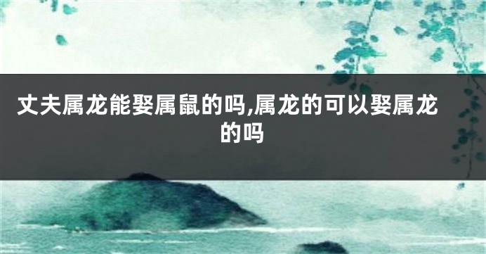丈夫属龙能娶属鼠的吗,属龙的可以娶属龙的吗