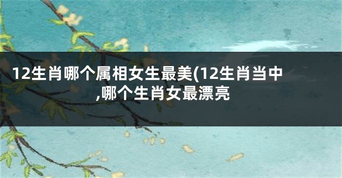 12生肖哪个属相女生最美(12生肖当中,哪个生肖女最漂亮