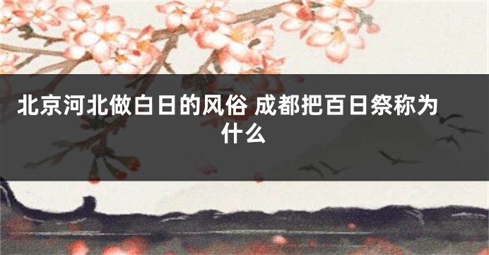 北京河北做白日的风俗 成都把百日祭称为什么