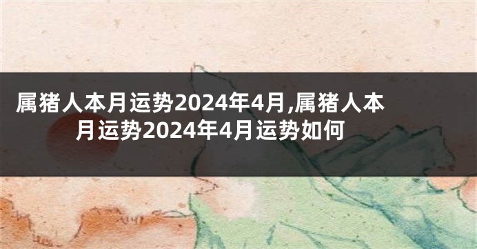 属猪人本月运势2024年4月,属猪人本月运势2024年4月运势如何
