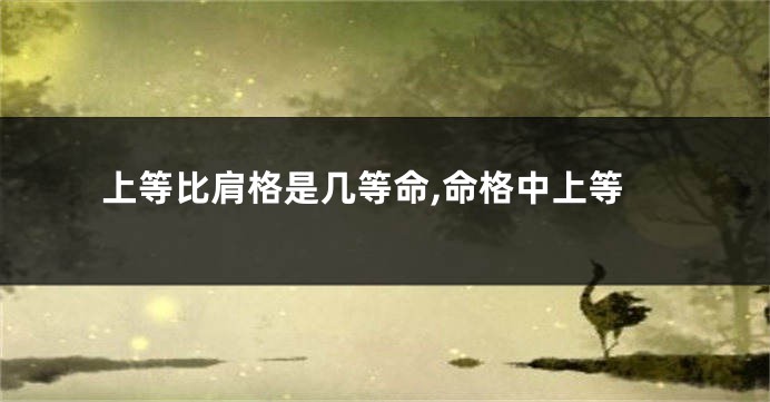 上等比肩格是几等命,命格中上等