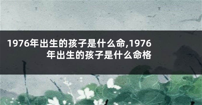 1976年出生的孩子是什么命,1976年出生的孩子是什么命格