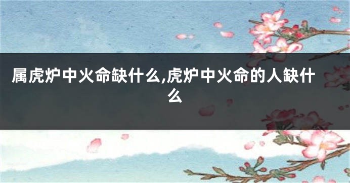 属虎炉中火命缺什么,虎炉中火命的人缺什么
