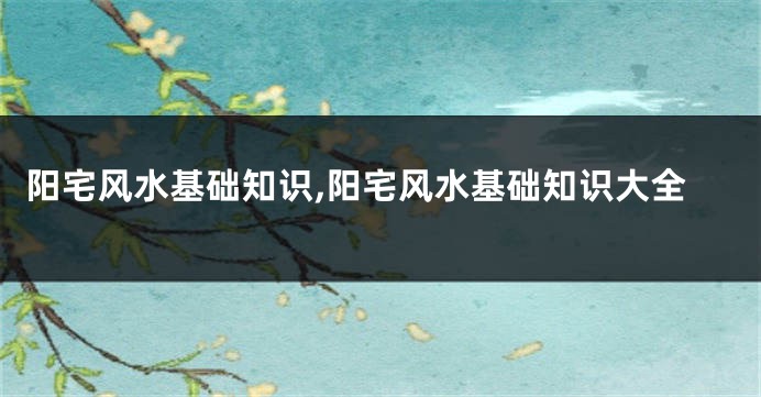阳宅风水基础知识,阳宅风水基础知识大全
