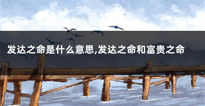 发达之命是什么意思,发达之命和富贵之命