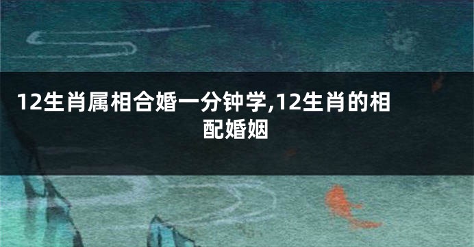 12生肖属相合婚一分钟学,12生肖的相配婚姻