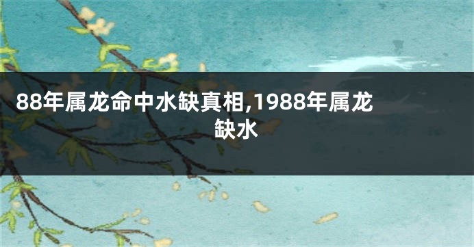 88年属龙命中水缺真相,1988年属龙缺水