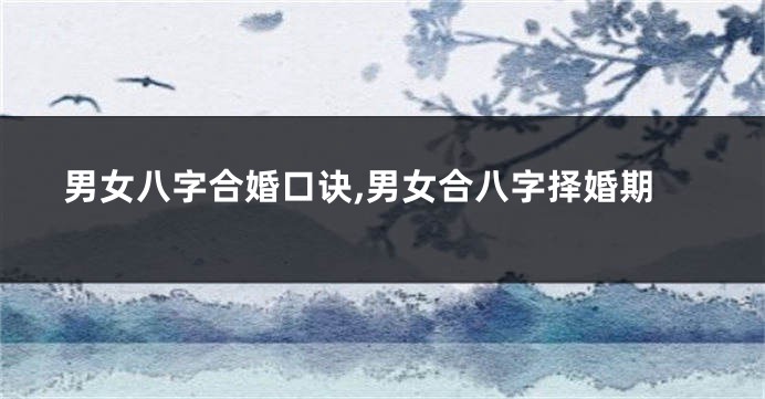 男女八字合婚口诀,男女合八字择婚期