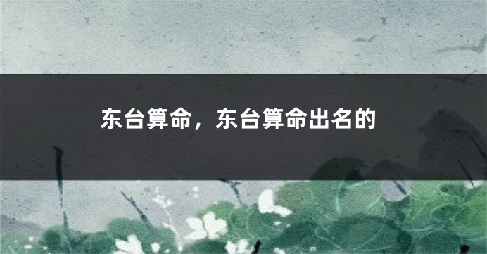 东台算命,东台算命出名的