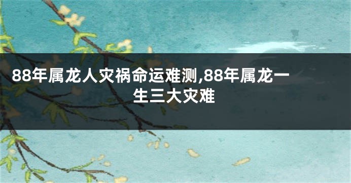 88年属龙人灾祸命运难测,88年属龙一生三大灾难