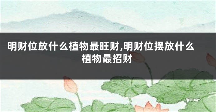 明财位放什么植物最旺财,明财位摆放什么植物最招财