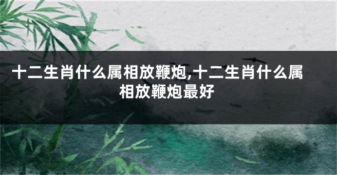 十二生肖什么属相放鞭炮,十二生肖什么属相放鞭炮最好