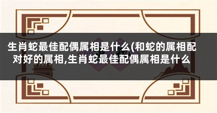 生肖蛇最佳配偶属相是什么(和蛇的属相配对好的属相,生肖蛇最佳配偶属相是什么