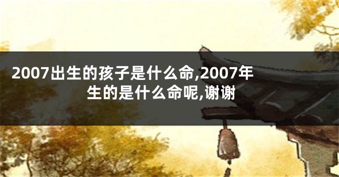 2007出生的孩子是什么命,2007年生的是什么命呢,谢谢