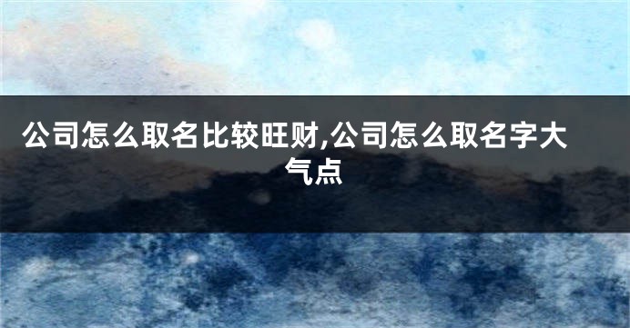 公司怎么取名比较旺财,公司怎么取名字大气点